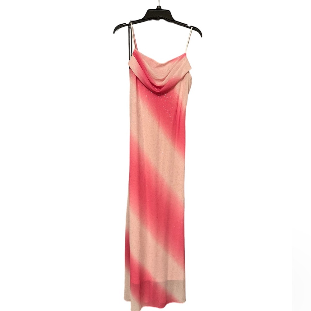 pink glittery prom dress